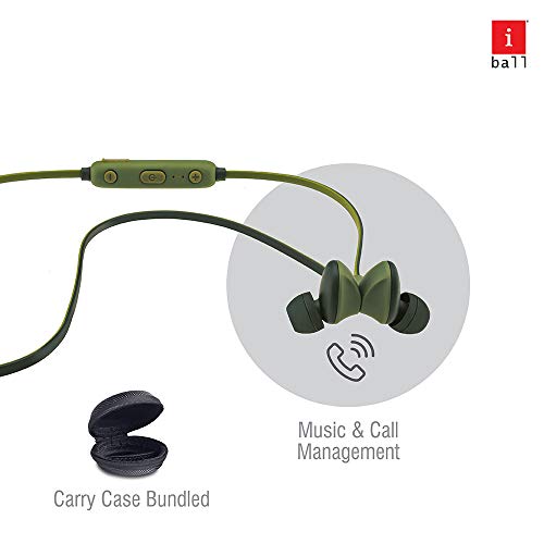 Image of iBall EarWear Sporty Wireless Bluetooth Headset with Mic for All Smartphones (Military Green)
