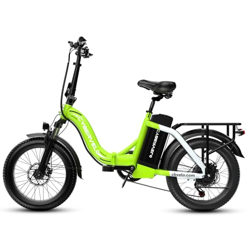 CBVELO 1000W Folding Electric Bike, 48V Large Removable Battery E Bike, 30+MPH, 80 Miles Max Range, 20