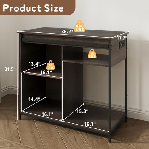 Image of 40-50 Gal Fish Tank Stand with Cabinet Storage, Power Outlet, Brown