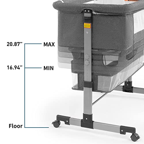 Baby Crib,3 In 1 Bedside Crib Adjustable Portable Bed For Infant,Baby Bassinet Baby Newborn Must Have Bed,Grey #TOP3