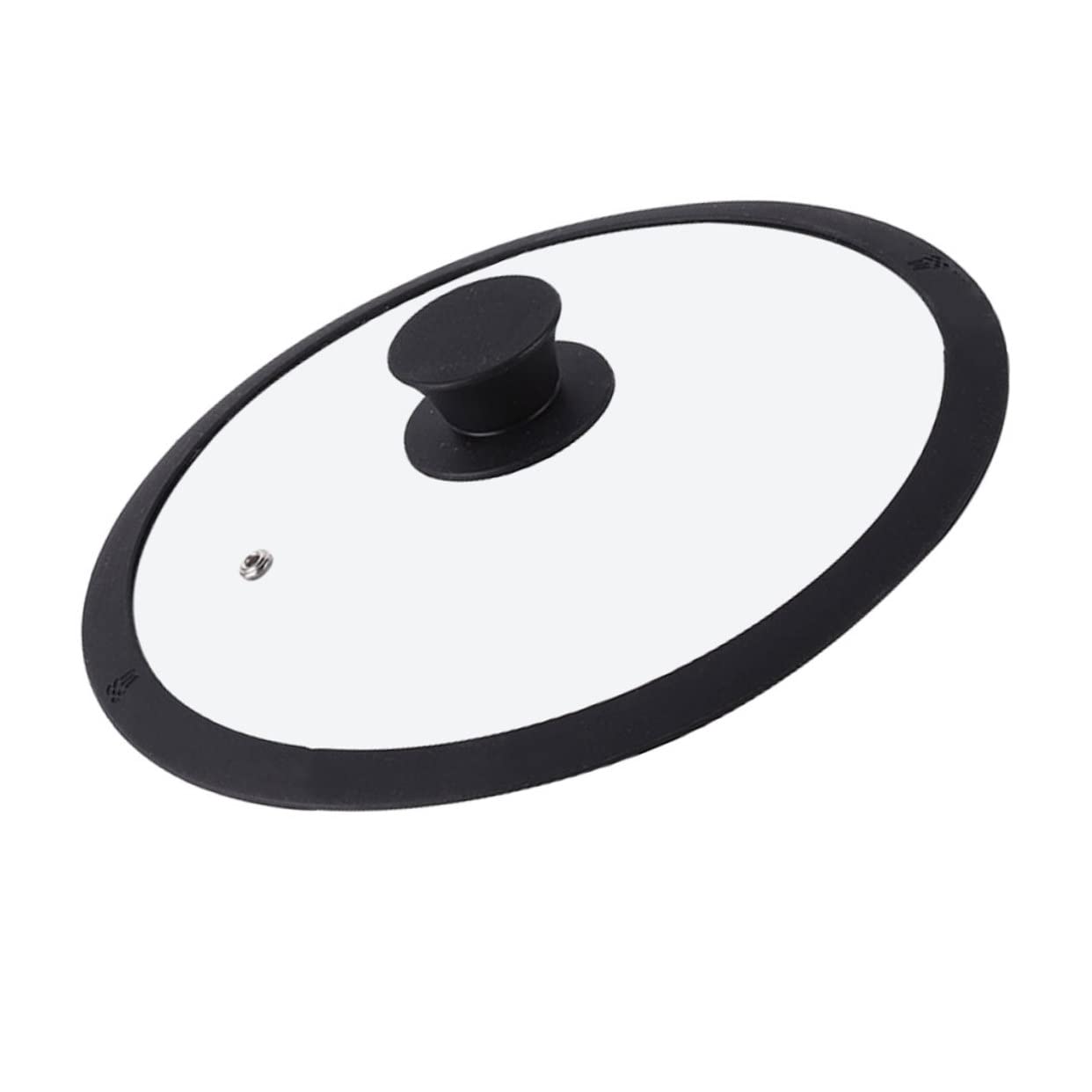 Couvercle de Pot Transparent Rond en Verre Trempé Noir Bord Silicone