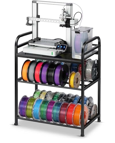 3D Printer Filament Storage Rack- Rolling Filament Spool Holders Racks with Wheels, Heavy Duty Metal Shelf for PLA/ABS/T