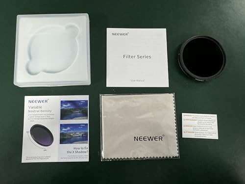 NEEWER 55mm True Color Variable ND2-ND400 Filtro, Hard Stops Filtro VND Densidad Neutra Ajustabl con Vidrio Óptico HD Revestimiento Múltiple/Marco Aluminio/Repelente al Agua/Resistente a Arañazos