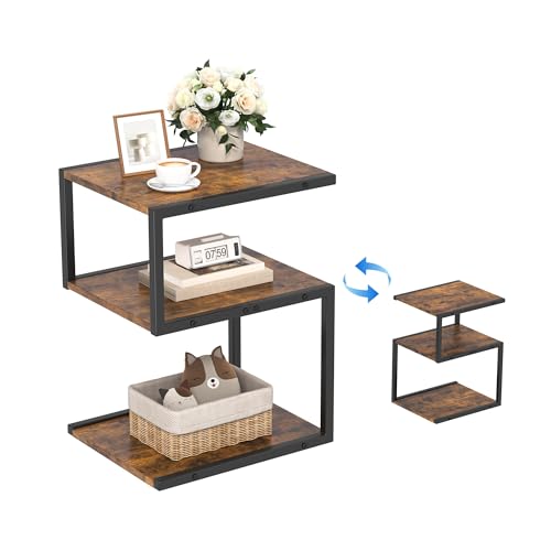 Fxacyem S-Shaped Side Table 3 Tier, Minimalist Nightstand for Small