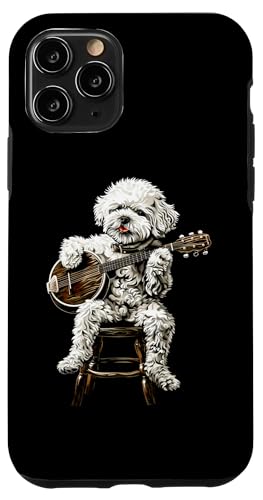 Carcasa para iPhone 11 Pro Tocador de banjo Bichon Frise Dog Bluegrass