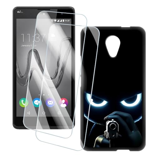 OAGELIM 2 Pack Protège-Écran + Coque Compatible avec Wiko Robby (5.5 Pouce) Coque Impression Artistique Personnalisée et Film Verre Trempé (Viser)