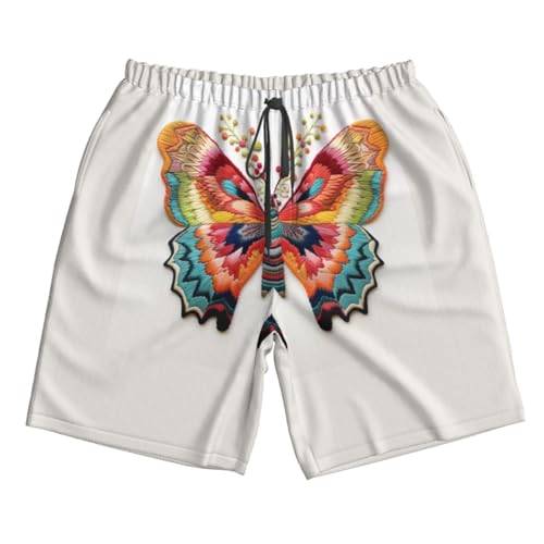 Embroidery Colorful Butterfly Print Stylish Beach Shorts Swim Trunks Lightweight Breathable Summer Outdoor Activities 7
