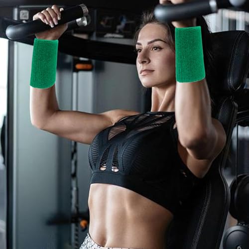 Image of 6 Inch Wrist Sweatbands Tennis Wrist Bands Absorbent Sweat Band for Men and Women Sport Long Wrist Bands, Breathable Cotton Athletic Sweatbands for Basketball, Workout, Running (4 Pack)