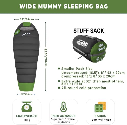 Image of BikerZ Black 0 Deg C Mummy Army Travelling Sleeping Bag