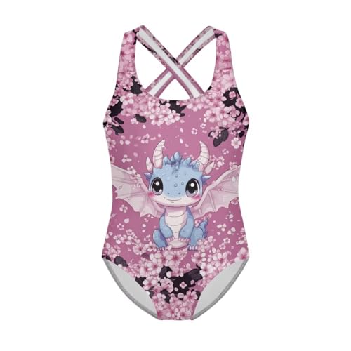 DISNIMO One Piece Swimsuits for Kids Athletic Training Swimwear Girls Bathing Suits Tummy Control