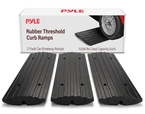 Pyle Car Driveway Adjustable Curb Ramps - 3 Pack Heavy Duty ...