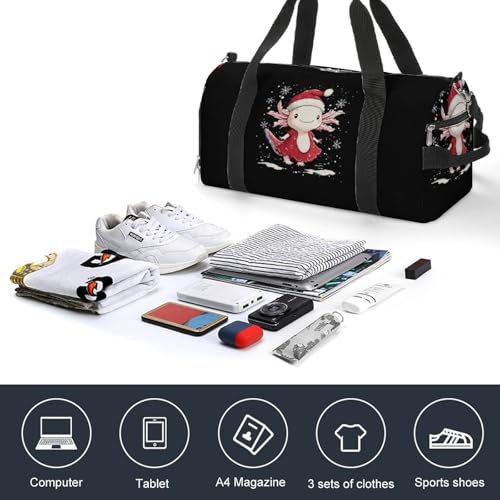 Christmas Axolotl Gym Bag Travel Duffle Bags Carry On Tote Weekender Bag Suitable for Men Women4