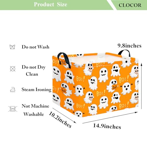 Image of CLOCOR Rectangular Storage Basket Empty,Gift Basket,Room Decor(Yellow Ghosts Halloween)