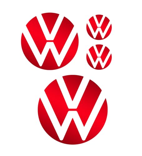 Image of IPG Decal Made for Volkswagen 2021 Passat Polo Tiguan Golf Rear /Front Emblem Logo Decals Stickers Set (4 Units) (Pearl Red)