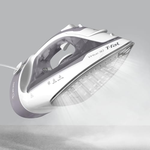 Image of T-Fal Virtuo Steam Iron for Clothes with Retractable Cord, Portable Iron and Steamer for Clothes, Ceramic Nonstick Soleplate, 1500 Watts, Anti-Drip, Auto-Off, Scratch Resistant, Grey