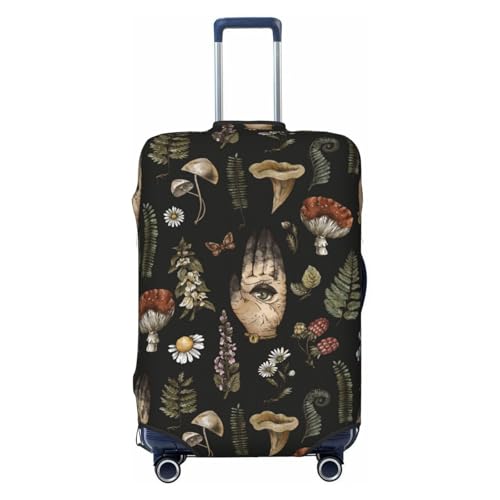 Elastic Travel Luggage Cover Printed Mushroom Plants Witch Hand Double-Sided Suitcase Protector Bag,Dust-Proof Anti-Scratch Washable Baggage Covers For Kid Adult,X-Large