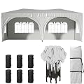 susici 10x20 Pop Up Canopy Outdoor Tent Party Tent with 6 Sidewalls, Wedding Party Tent Outdoor Canopy Waterproof UV50 Canopy Tent Event Shelter for Parties, 6 pcs Weight Bag,Carry Bag,White