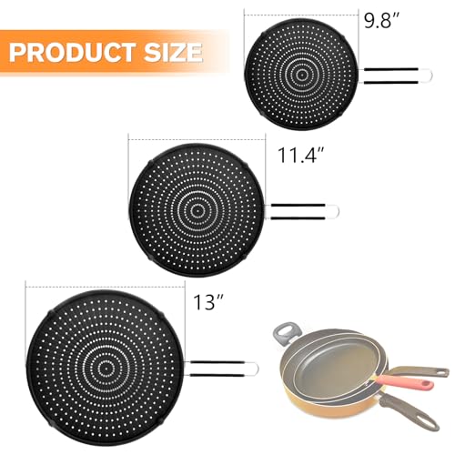 PLACHIDAY Splatter Screen for Frying Pan,Silicone Grease Splatter Guard, Heat-Resistant Splatter Guards for Cooking,Dishwasher Safe (9.8