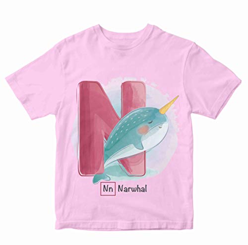 Image of Boys' Regular Fit T-Shirt N for Narwhal 100% Cotton Boy's Girl's Unisex Fit T-Shirt