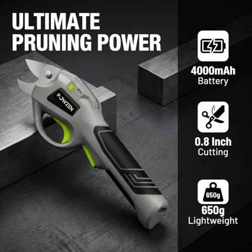 Image of Cordless Electric Pruning Shears with SK5 Steel Blade, 0.8 Inch Cutting Diameter, 4.0Ah Rechargeable Battery, Portable Electric Pruners, Electric Shears for Gardening to Trim Fruit Trees, Shrubs