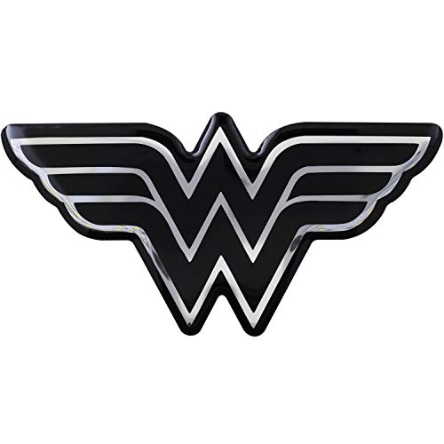 Image of Fan Emblems Wonder Woman Domed Chrome Car Decal - Classic Logo (Black and Chrome)