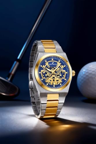 Image of Daniel Hechter Paris Austerlitz Collection Skeleton Style Analog Watch for Men with Luminous Hands and Stainless Steel Strap - Mechanical-Inspired.