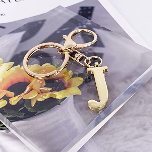 Gold Letter J Keychain For Women Men Purse Handbags Metal Alphabet Initial Letter Key Ring Keychain #TOP3