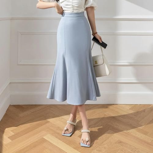 Falda de Trompeta para Trabajo de Oficina ZBDP para Mujer, Estilo Coreano, Informal, Ajustada, de Longitud Media, Estilo Sirena, para Mujer