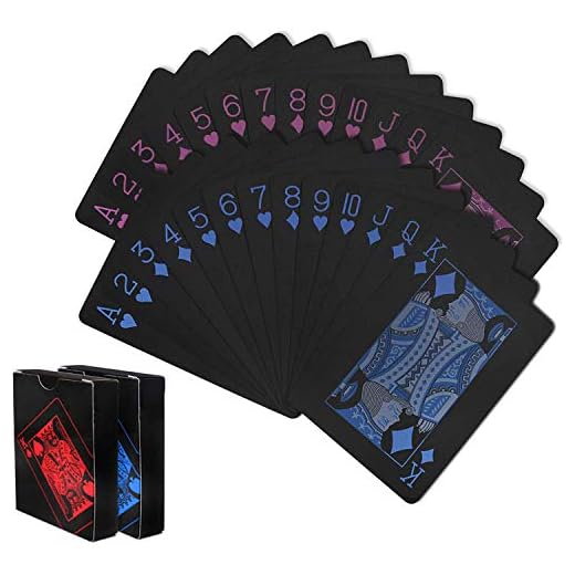 Joyoldelf 2 Decks of Waterproof Poker Cards, Plastic PVC Playing Cards with Gift Box Perfect for Party and Game, 1 Blue + 1 Red