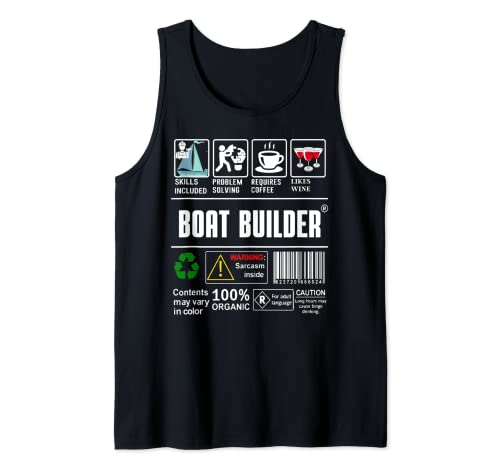 Barco Constructor Etiqueta Habilidades Resolviendo Café Vino Camiseta sin Mangas