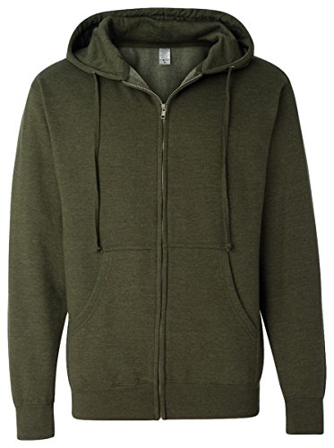 Independent Trading Midweight Hooded Full-Zip Sweatshirt SS4500Z Army Heather XL