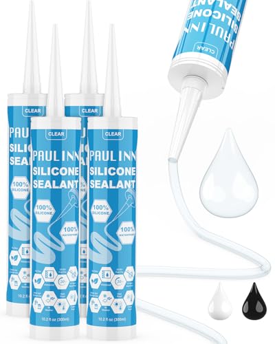 PAULINN Silicone Sealant, 100% Silicone Caulk Clear Waterpro...