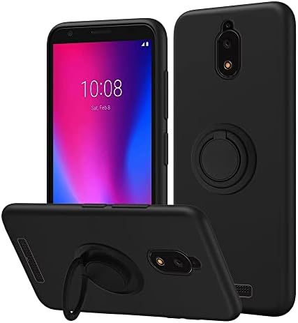 Nijiadi for BLU View 2 B130DL Case with Ring Holder Kickstand, Soft Slim Flexible Shockproof 360° Rotation Stand Protective Phone Case for BLU View 2 - Black