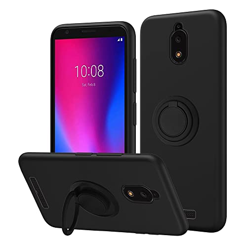 Nijiadi For Blu View 2 B130Dl Case With Ring Holder Kickstand, Soft Slim Flexible Shockproof 360° Rotation Stand Protective Phone Case For Blu View 2 - Black #TOP23