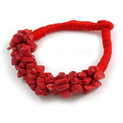 Pulsera, pendientes y collar de cordón de algodón rojo, el regalo étnico ideal 7