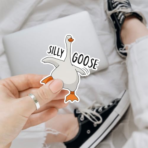Image of 3pcs Certified Silly Goose Funny Sticker Pack, Meme Animal Humor Design, Die Cut Waterproof Vinyl Decal for Laptop, Water Bottle, Phone, Window, Helmet, Goose Lover Gift 3 Inches