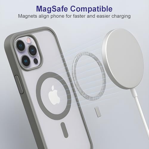Image of AIBEX Clear Mag-Saf Case for iPhone 14 Pro | Strong Magnetic Lock, Anti-Yellowing Transparent Back Cover | Military-Grade Drop Protection | Slim Lightweight Cover with Camera Guard - Grey