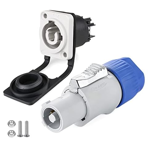 M24 PBT Plastic Plug Socket 3 Pin 20A Quick Locking Led Connector, Waterproof IP65 Outdoor Electrical Wire Cable Connectors Cover
