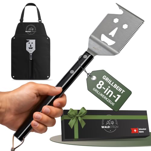 Waldstrom® 8-in-1 Grillspachtel Multitool I Grill Zubehör Set mit inklusive Grillschürze - ideales BBQ Geschenk für Männer I… – Ansicht 1
