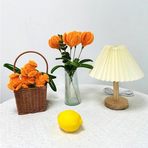 Image of Pipe Cleaner Set, 200 Pcs, with Floral Wires and Floral Tape, Chenille Stems for Tulip Bouquet Making, Kids DIY Craft Projects and Decorations (Orange+olivegreen kit)