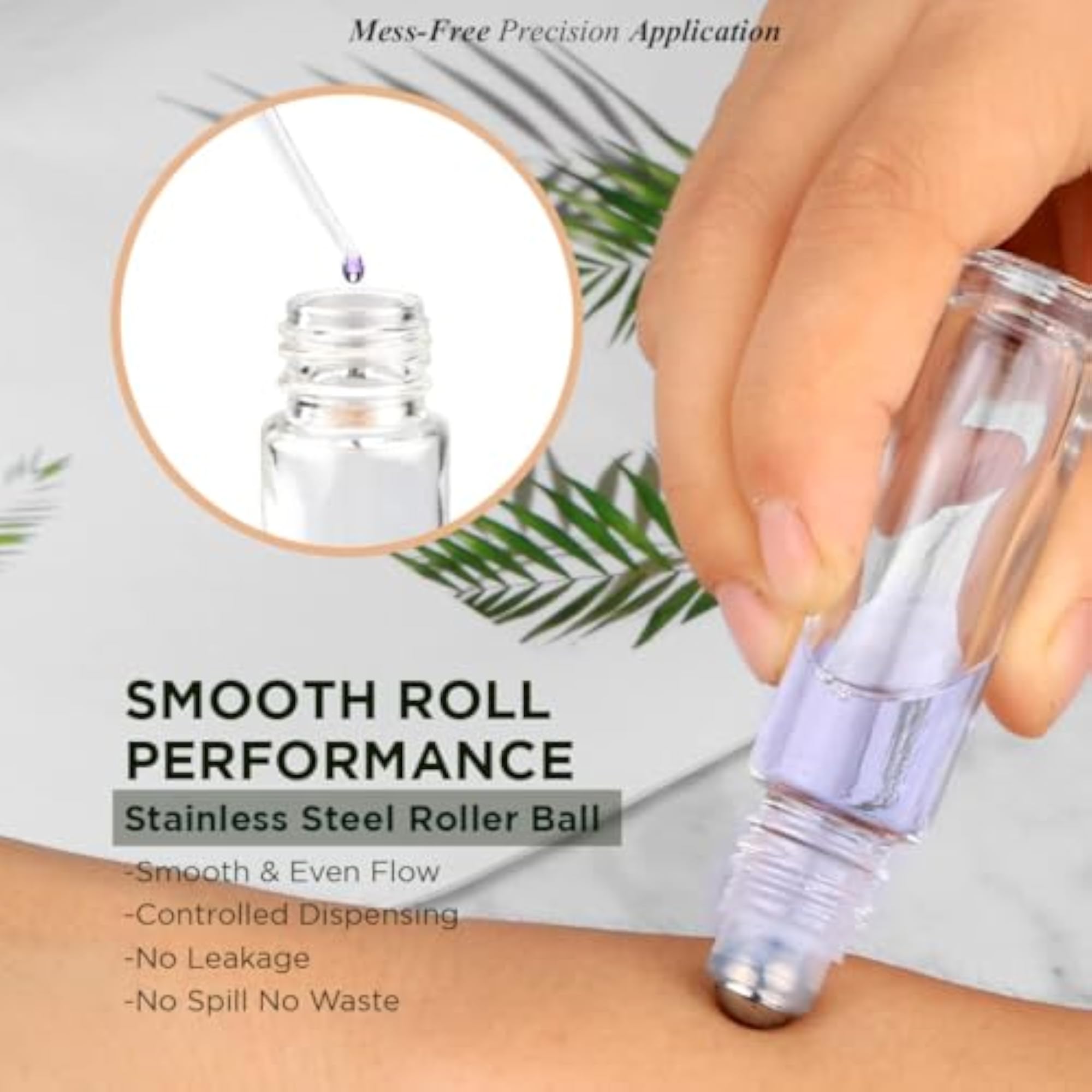 Empty Clear Glass Roll-On Bottles, 10 ml, Pack of 3