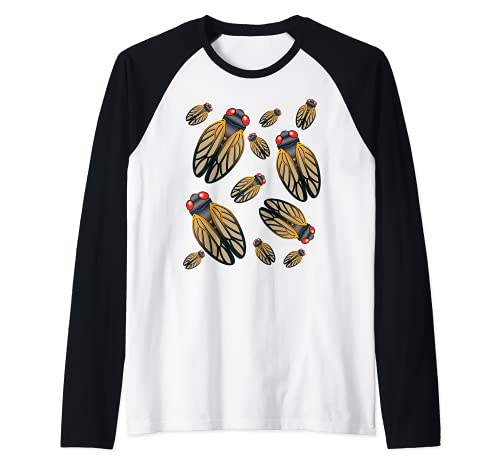 Lots of Cicadas Raglan Baseball Tee, Black