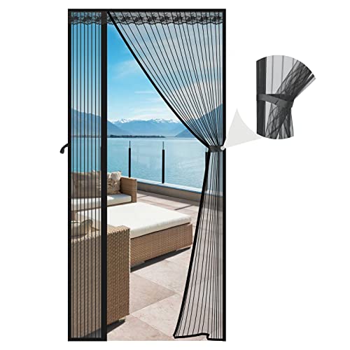 Mosquitera Puerta Magnetica, sola cortina 90x210cm Contrapuertas con mosquitera Corredera Cortina Mosquitera Puerta Cierre Magnético Automático Anti-insectos para Salón/Balcón/Dormitorio Cover