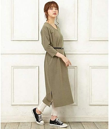 Amazon Co Jp イング Ingni ベルト付ワンピース7分袖 カーキ M 服 ファッション小物