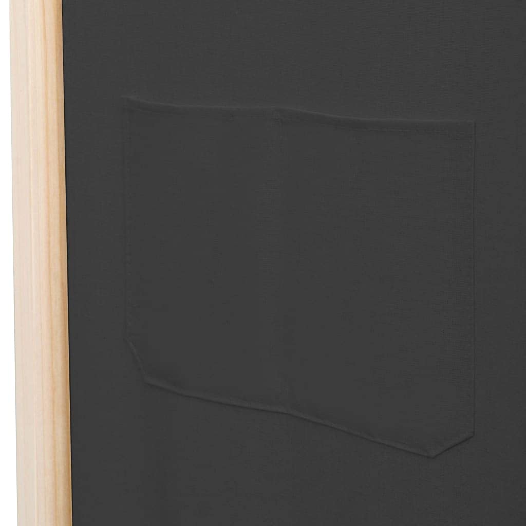 vidaXL Divisorio a 3 Pannelli con Tasche Autoportante Paravento Separé Privacy Stanza Grigio 120x170x4 cm in Tessuto e Massello Abete