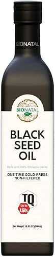 BioNatal Aceite de Semilla Negra Etíope - Nigella Sativa Prensada en Frío que Produce Aceite de Semilla de Comino Negro, Sin Refinar y Sin Filtrar,