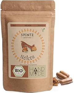 Bio Nelken Kapseln von Spintz - 180 hochdosierte Nelken-Kapseln - 550mg Nelken Pulver aus biologischem Anbau - vegan