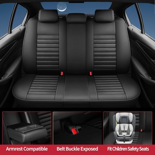 Image of Fit RAV4 Car Seat Covers for Toyota RAV4 2013-2018 LE,XLE,SE,Hybrid,Premium, Limited - Upgraded Premium Waterproof & Breathable Leather,All-Weather Seat Cushion Protector,Full Set,Black