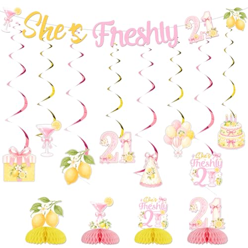 Kit décoration anniversaire 21 ans pour surprendre une fille thème citron