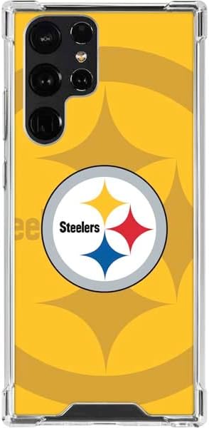 Skinit Clear Phone Case Compatible with Galaxy S23 Ultra - Officially Licensed NFL Pittsburgh Steelers Double Vision Design